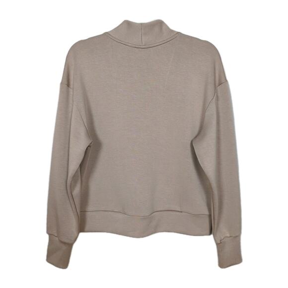 BAILEY 44 Beige Cropped Long Sleeve V-Neck Half Zip Pullover Women's Small - Picture 2 of 4